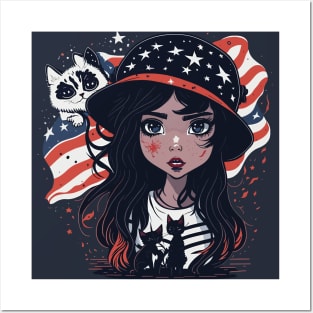 Patriotic Cat Mother Posters and Art